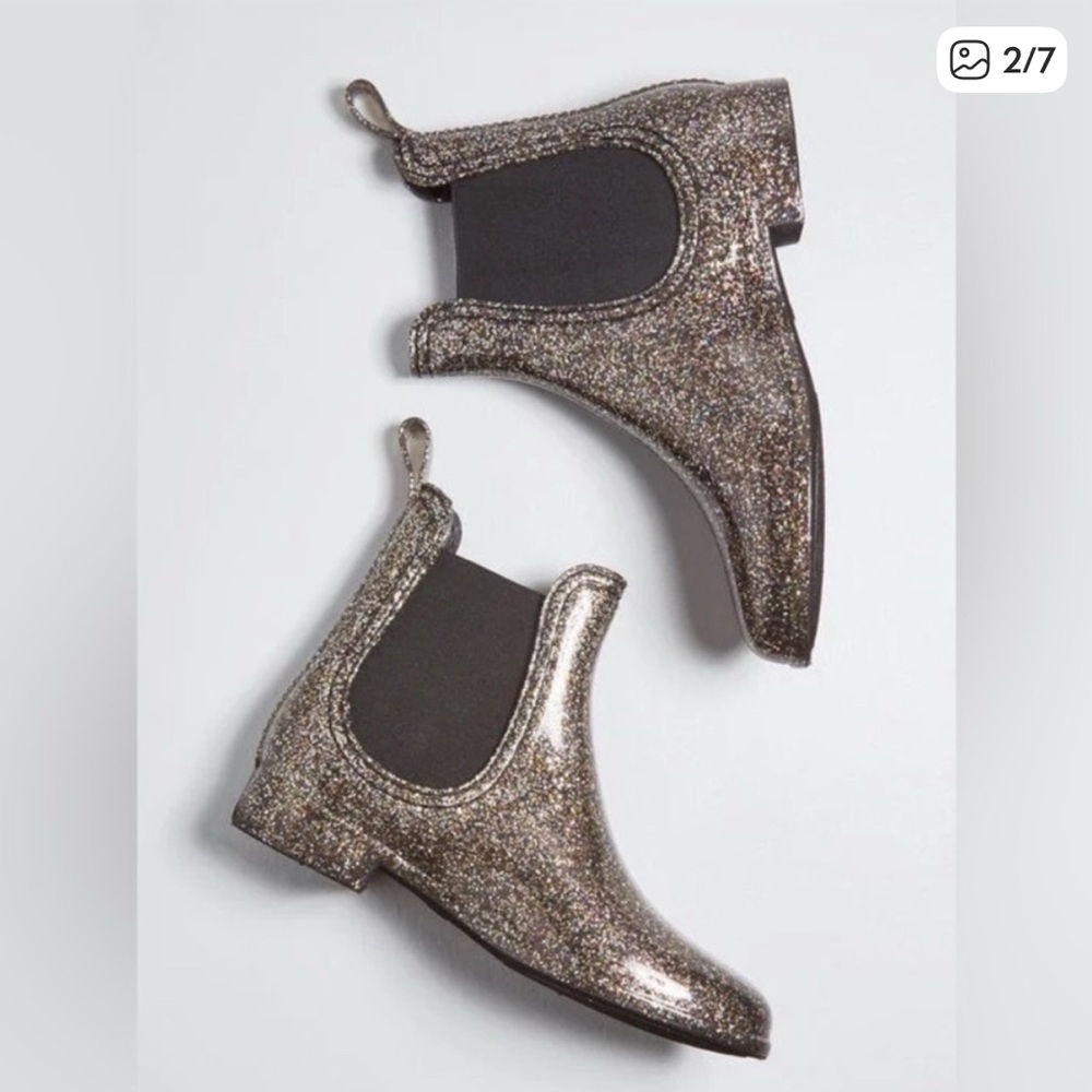 Modcloth Glitter Chelsea Boots - Black and Silver